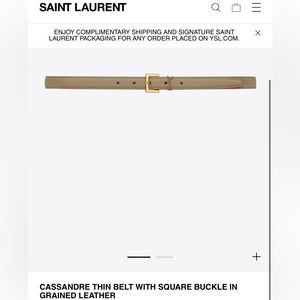YSL CASSANDRE THIN BELT WITH SQUARE BUCKLE IN GRAINED LEATHER ✨NWT✨